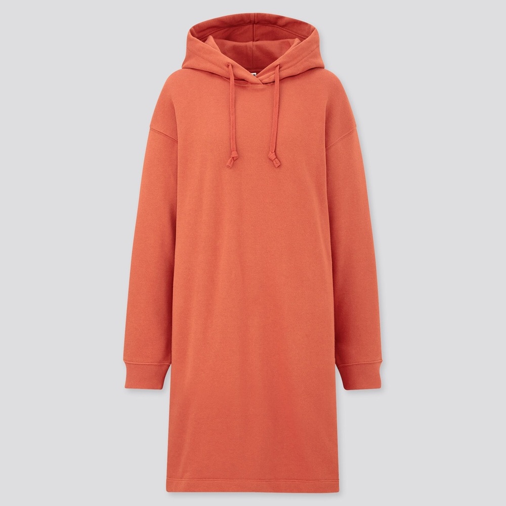 ✨Uniqlo Women’s Warm Hoodie Dress Coral w Pockets Sz S